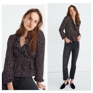 Madewell Silk Blouse Starry Night Size XS